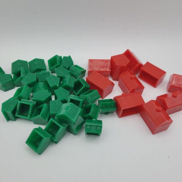 Monopoly Original Replacement Piece House Hotel Plastic 1974 Estate Green Red - Picture 1 of 4